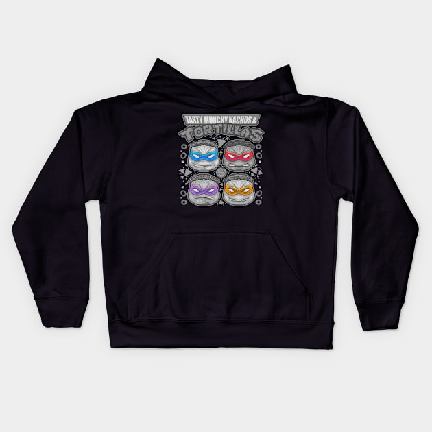 Nachos and Tortillas (B&W) Kids Hoodie by M.N.M. Gultiano